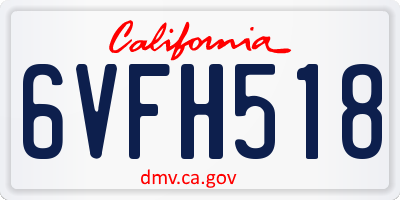 CA license plate 6VFH518