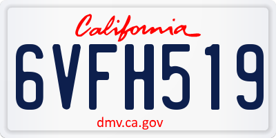 CA license plate 6VFH519