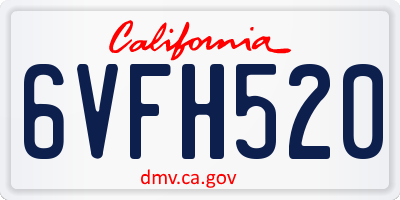CA license plate 6VFH520