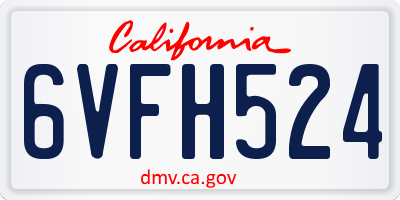 CA license plate 6VFH524
