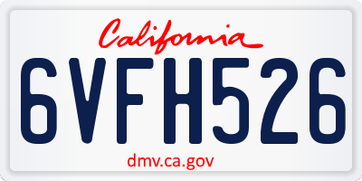 CA license plate 6VFH526