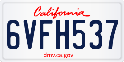 CA license plate 6VFH537