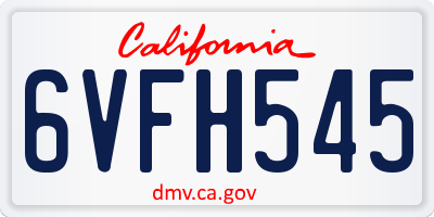 CA license plate 6VFH545