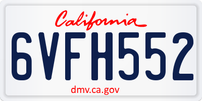 CA license plate 6VFH552