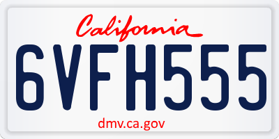 CA license plate 6VFH555