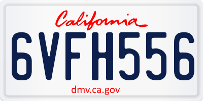 CA license plate 6VFH556