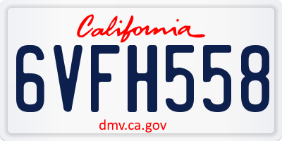 CA license plate 6VFH558
