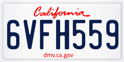 CA license plate 6VFH559