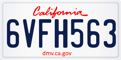 CA license plate 6VFH563
