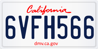 CA license plate 6VFH566