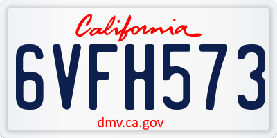 CA license plate 6VFH573