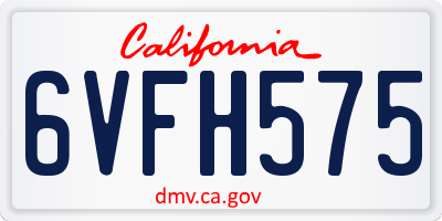 CA license plate 6VFH575