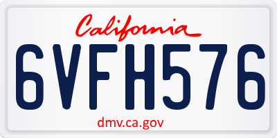 CA license plate 6VFH576