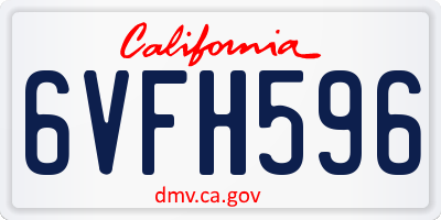 CA license plate 6VFH596