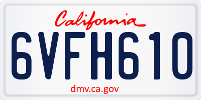 CA license plate 6VFH610