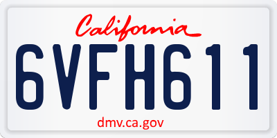 CA license plate 6VFH611