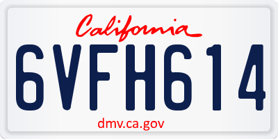 CA license plate 6VFH614