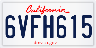 CA license plate 6VFH615