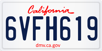 CA license plate 6VFH619