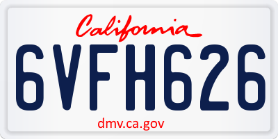 CA license plate 6VFH626