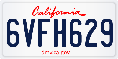 CA license plate 6VFH629