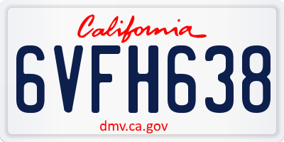 CA license plate 6VFH638