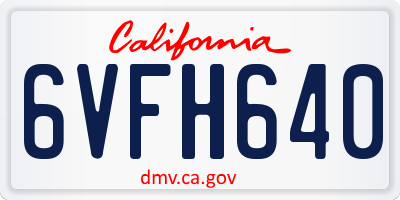 CA license plate 6VFH640