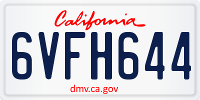 CA license plate 6VFH644