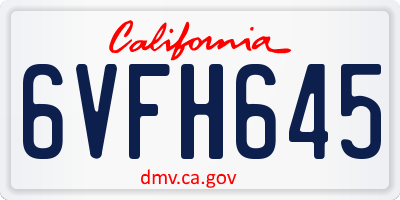 CA license plate 6VFH645