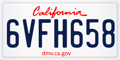 CA license plate 6VFH658