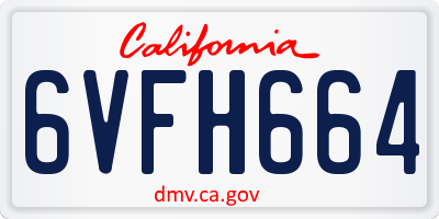 CA license plate 6VFH664