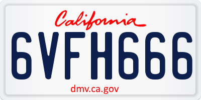 CA license plate 6VFH666
