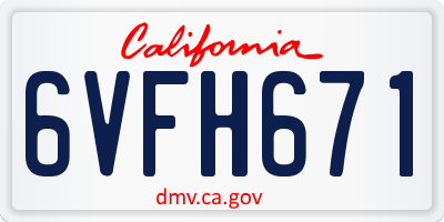 CA license plate 6VFH671