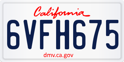 CA license plate 6VFH675