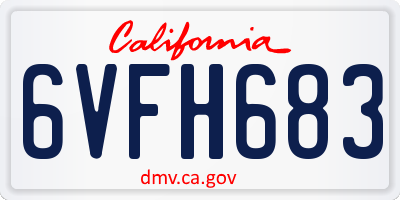 CA license plate 6VFH683