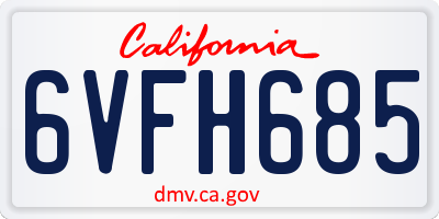 CA license plate 6VFH685