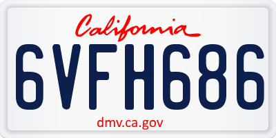 CA license plate 6VFH686