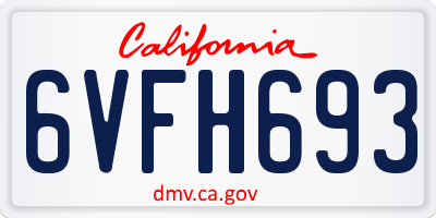 CA license plate 6VFH693