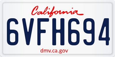 CA license plate 6VFH694
