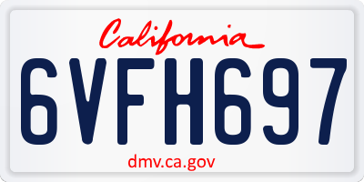 CA license plate 6VFH697