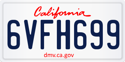 CA license plate 6VFH699