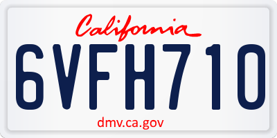 CA license plate 6VFH710