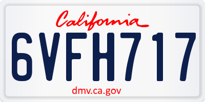 CA license plate 6VFH717