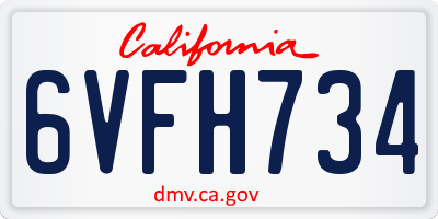 CA license plate 6VFH734