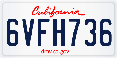 CA license plate 6VFH736