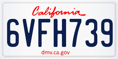 CA license plate 6VFH739