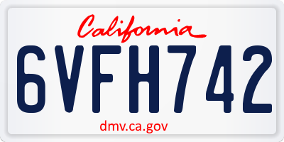 CA license plate 6VFH742