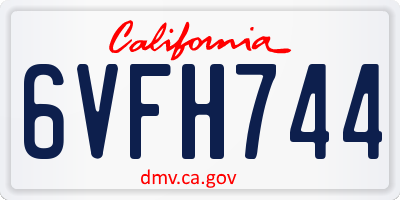 CA license plate 6VFH744