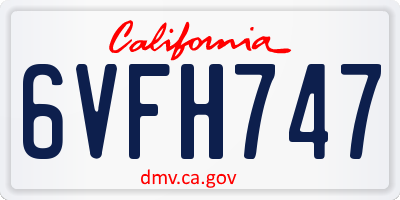 CA license plate 6VFH747