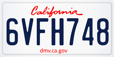 CA license plate 6VFH748